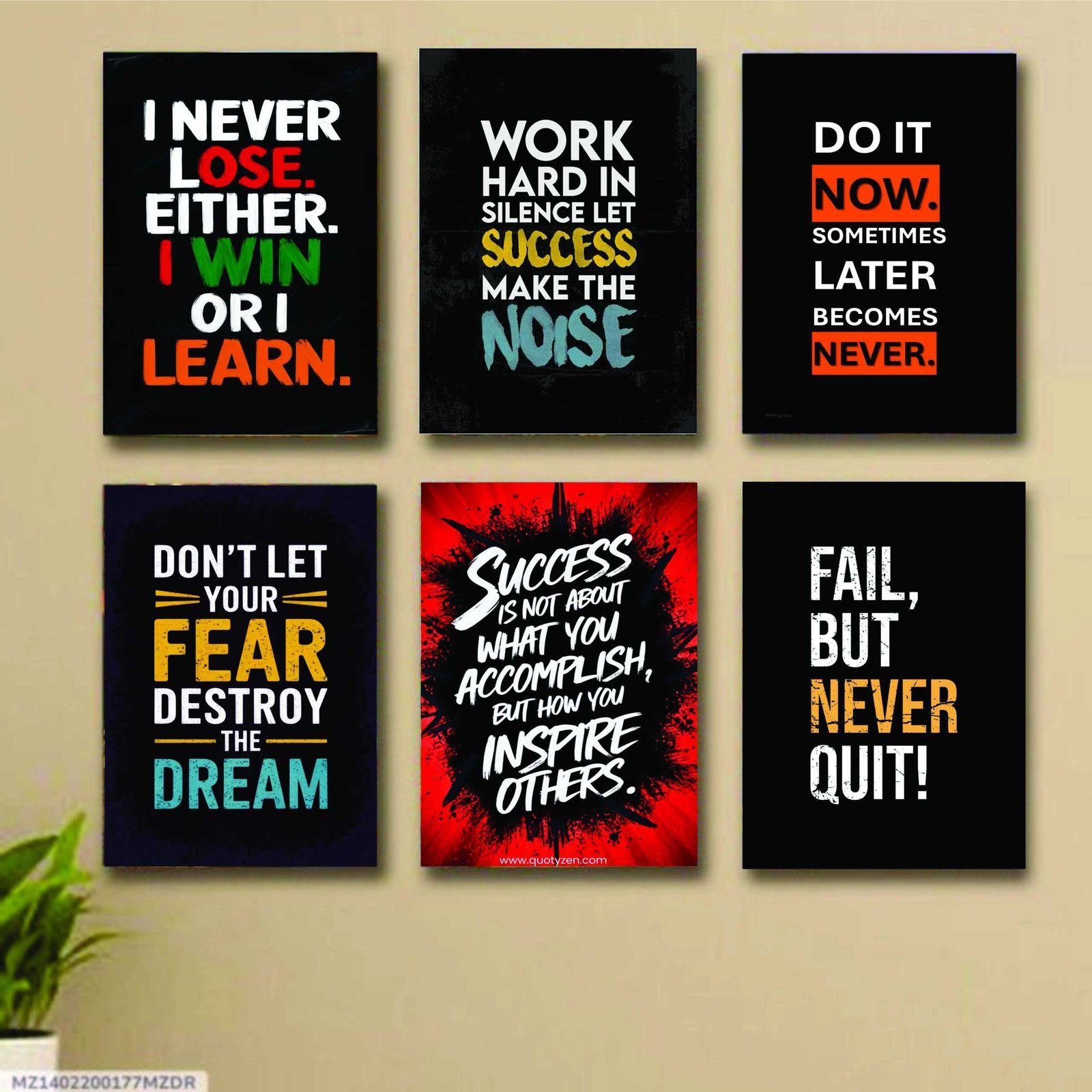 Set Of 6 Motivational Wooden Canvas Frames For Wall Decore /...