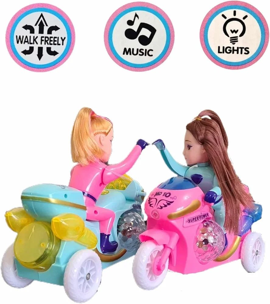 Princess Motorbike Toy with Lights Music and Dolls Pretend Playset Bump