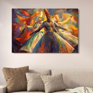 Darwaish Series Abstract Canvas Painting Sufi Whirling Dervishes