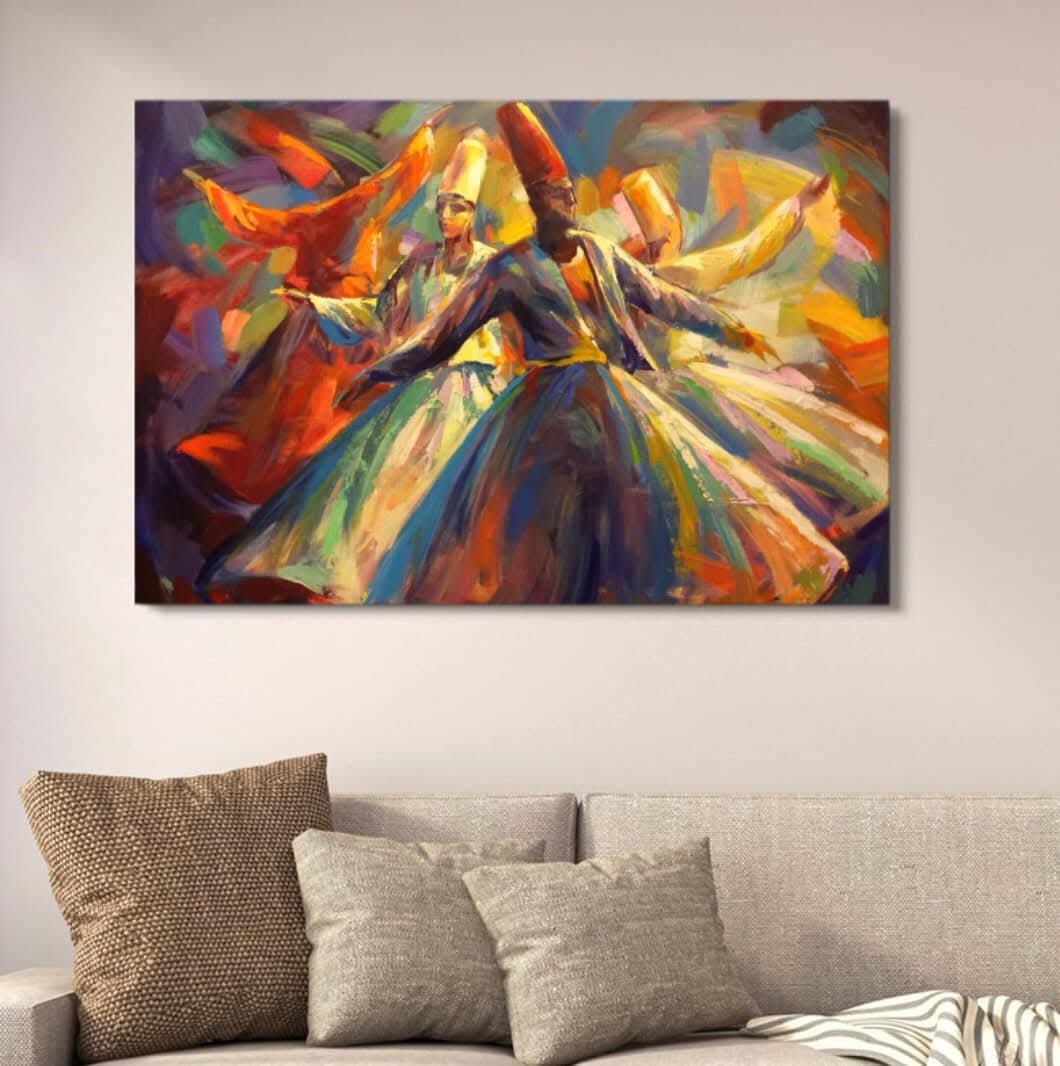 Darwaish Series Abstract Canvas Painting Sufi Whirling Dervishes