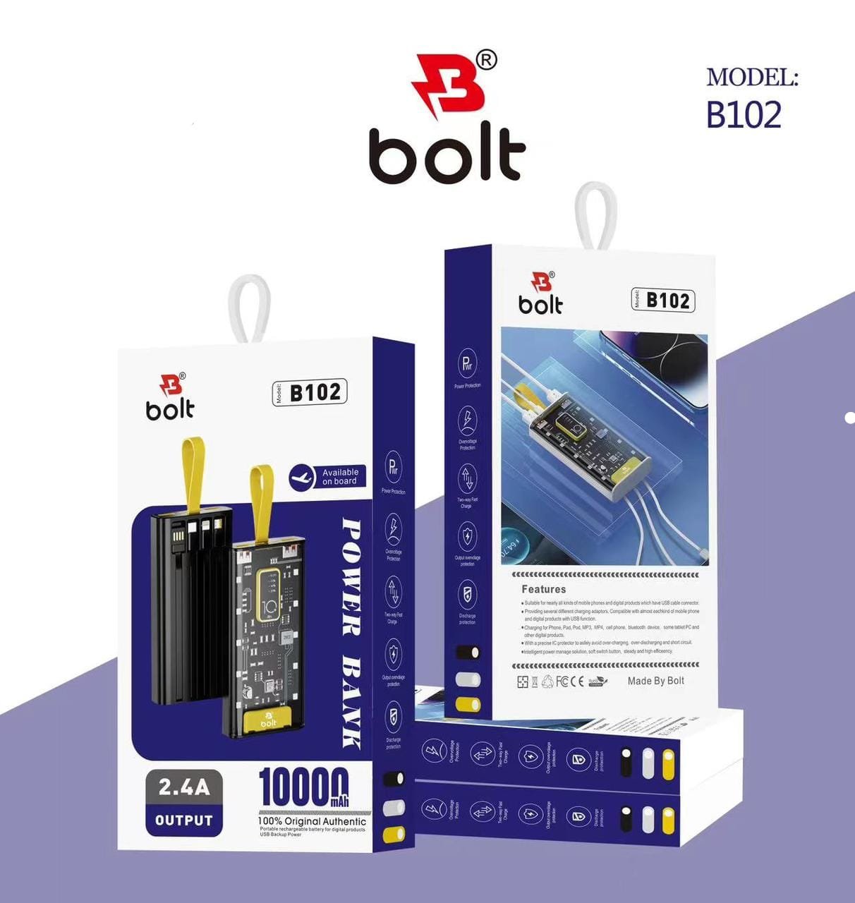 Bolt Power Bank B102 High-Capacity Portable Charger Designed To...