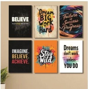 Set of 6 Wooden Wall Art Phototile Frames Premium Decor for Elegant
