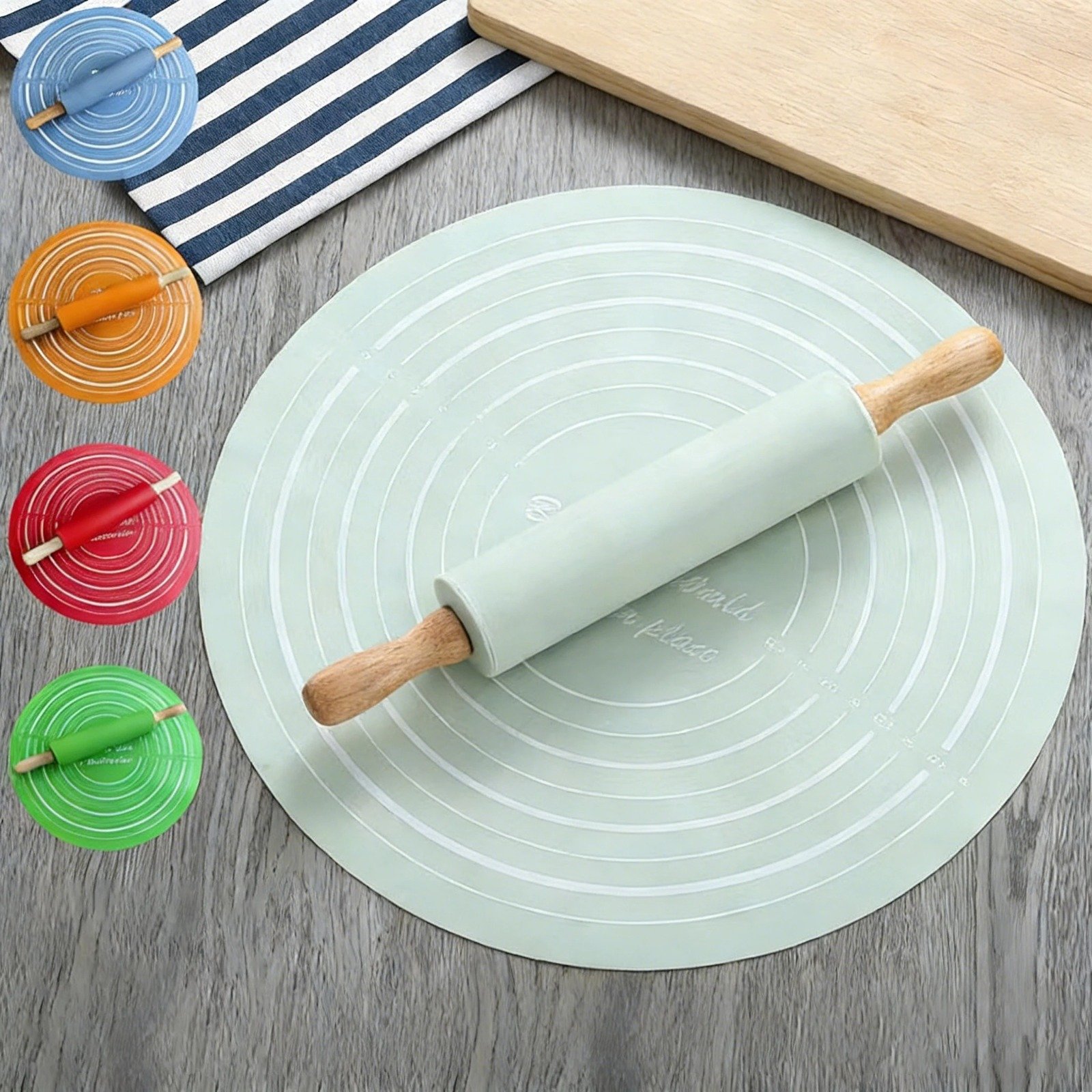 Silicone Dough Mat with Rolling Pin Set - Image 2