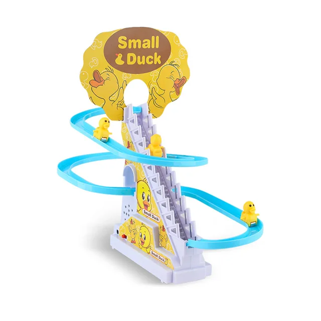 Small Duck Climbing Stairs Toy Diy Racing Track Toy Music Duck...