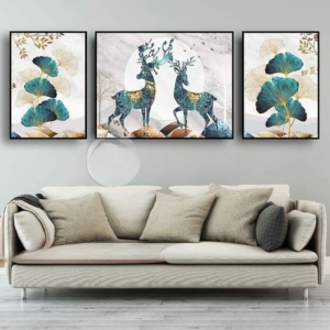 3pcs Leaf and Deer Design Stickytiles Frame Providing Unique Nature