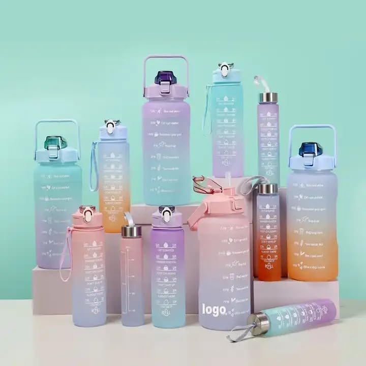 Sports Water Bottles 3 Pcs Set With Motivational Time Marker &Amp;... - Image 5