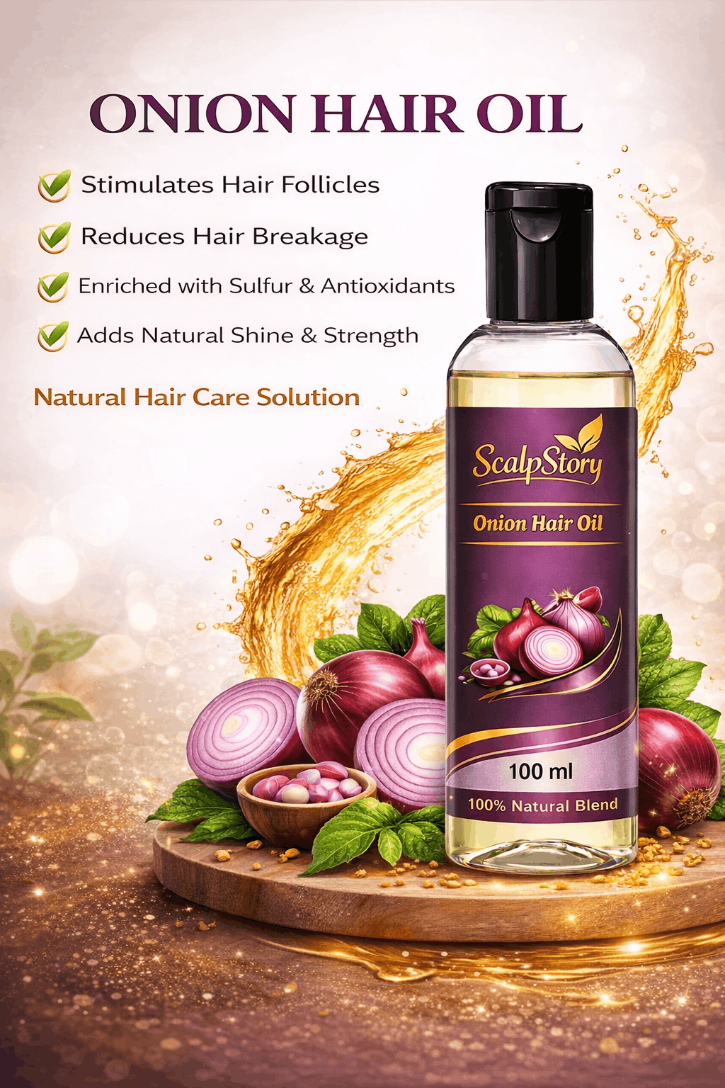 Onion Hair Oil – Natural Hair Growth & Anti-Hair Fall Oil with Sulfur & - Image 2