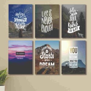 Set of 6 Motivational Sticky Canvas Frames for Wall Decore / Sticky