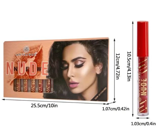 Pack Of 12 Waterproof Matte Nude Redish Shades Lipgloss - Image 2