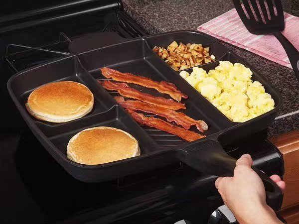 Frying Pan 5-In-1 Multifunction Breakfast Fryer Pan Saucepan Flat... - Image 3