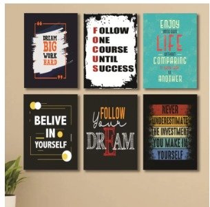 Set of 6 Wooden Photo Tile Wall Art Frames (8×11 Inches)