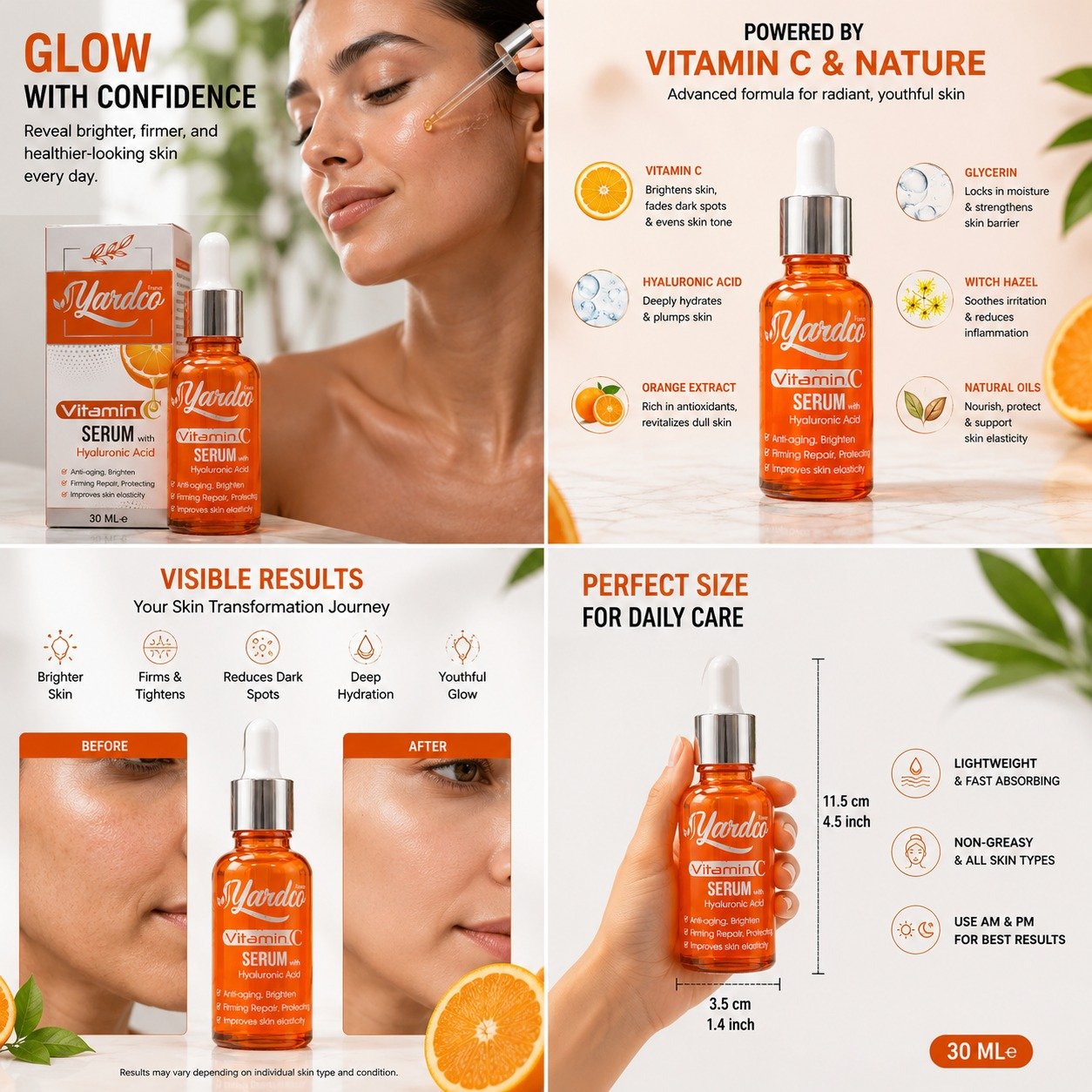 Yardco Vitamin C Face Serum with Hyaluronic Acid Anti Aging - Image 2