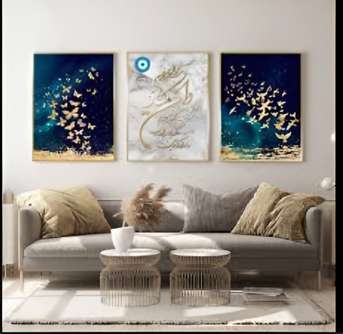 Set of 3 Sticky Wooden Frames for Home Office Wall Decore / Sticky