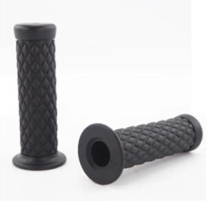 Cafe Racer Diamond Style Rubber Handlebar Grips with Bar Ends