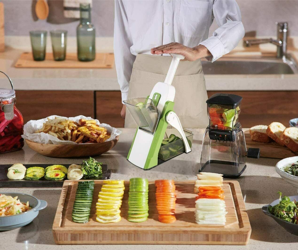 4 In 1 Vegetable Cutter Chopper Adjustable Multi-Function Cutter... - Image 2