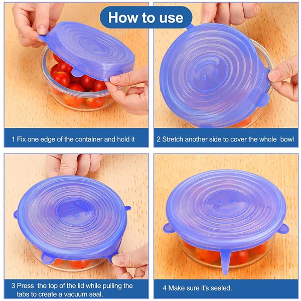 6Pcs/Set Silicone Lid Spill Stopper Universal Silicone Suction...