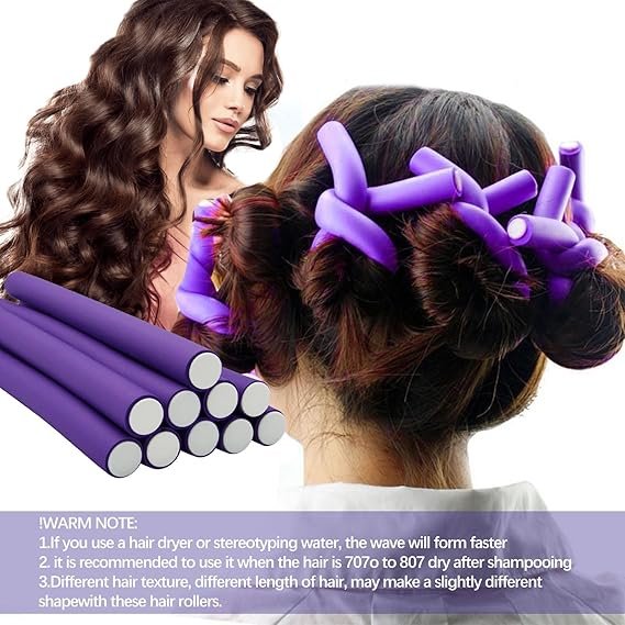 Pack Of 10 Hair Rollers Papilotten Hair Rollers, Curls Without...