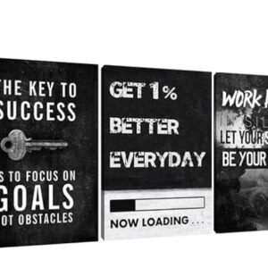 Set of 3 Motivational Sticky Canvas Frames for Wall Decore / Sticky