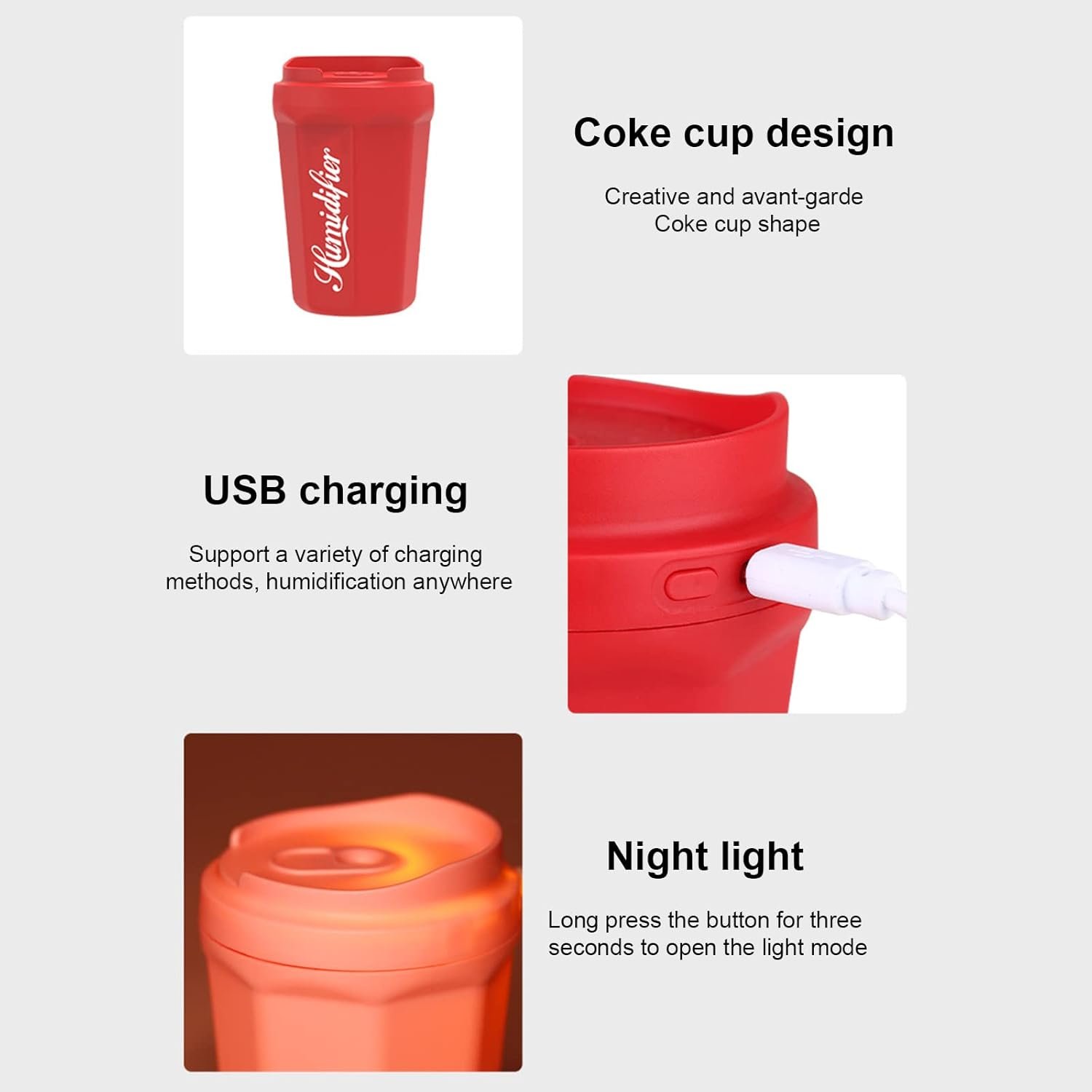 Coke Cup Humidifier Car Home Usb Aroma Diffuser Summer Flame Air...
