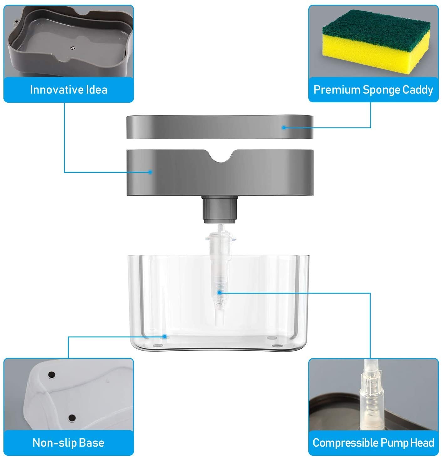 2-In-1 Multi-Function Dishwashing Liquid Box Soap Pump Dispenser... - Image 2
