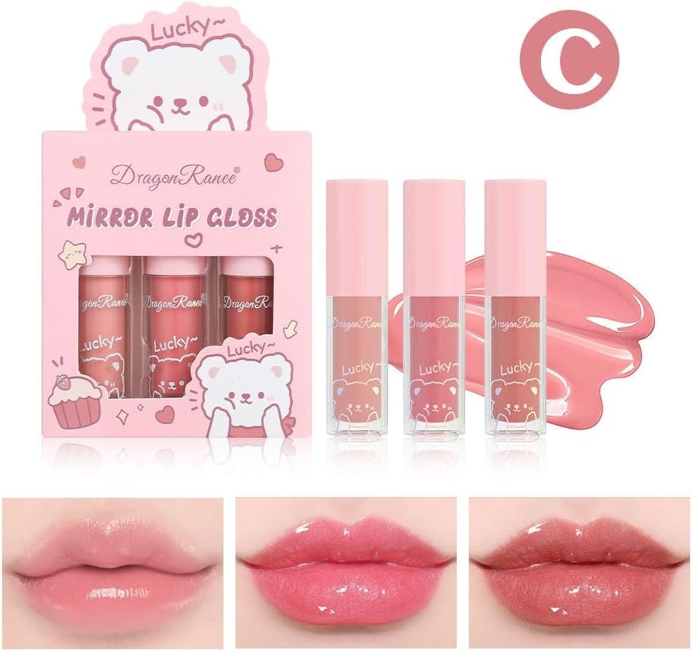 3 Pc Mirror Lip Gloss Tinted Lip Balm Lip Oil Hydrating Non-Sticky... - Image 3