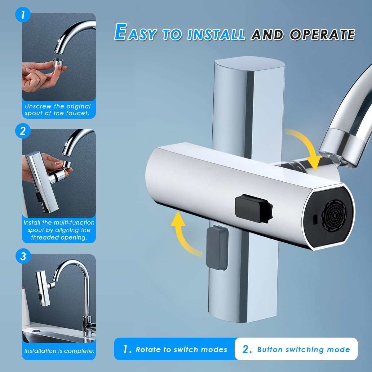 Multifunctional Kitchen Sink Waterfall Faucet Pressurized Shower...