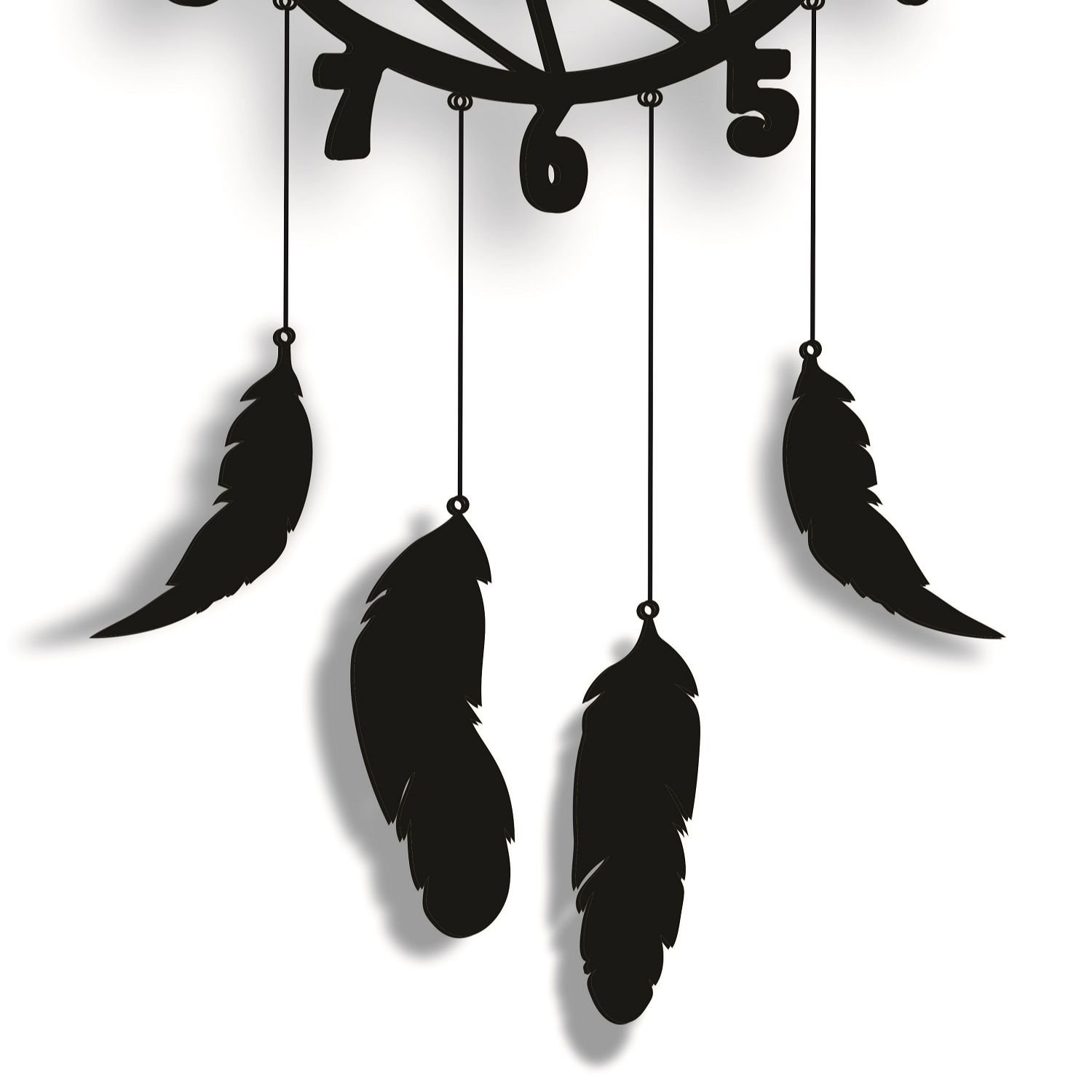 Wall Hanging Wall Clock, Wooden Feather Wall Hanging Home...