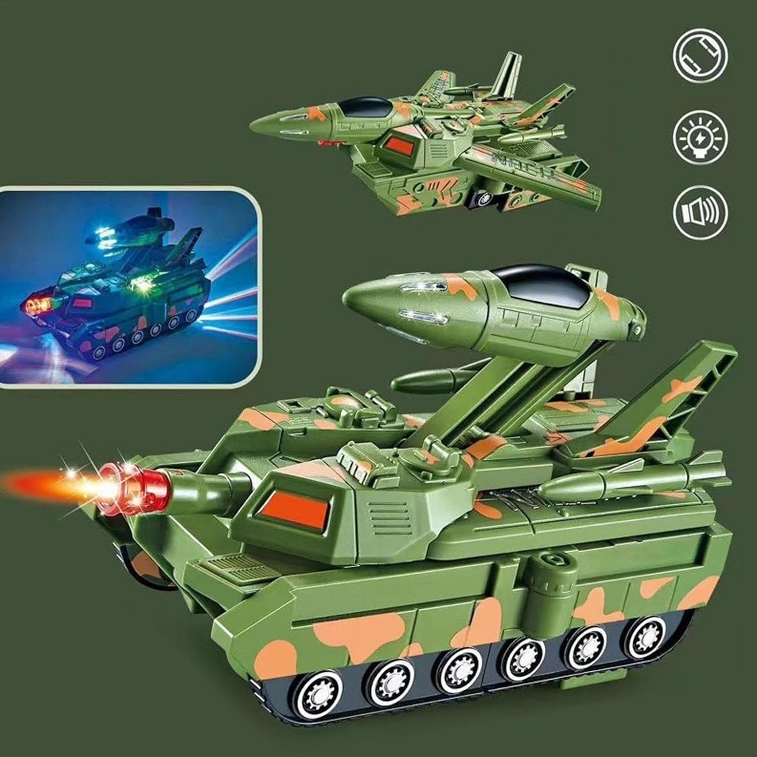 2‑in‑1 Military Aircraft & Tank Toy