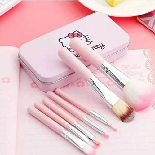 Cute 7 Piece Makeup Foundation Powder Eye Shadow Brushes Set - Image 5