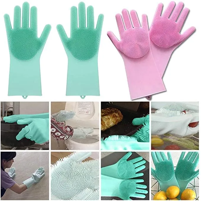 Silicone Dishwashing & Cleaning Pair Gloves - Image 2