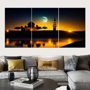 Set of 3 Mosque Silhouette Wall Art Frames