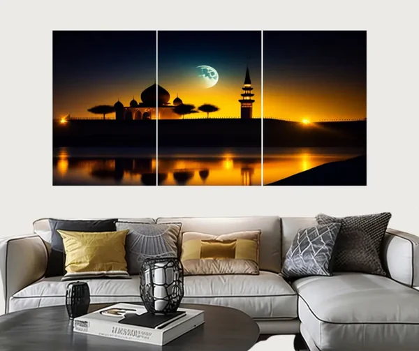 Set of 3 Mosque Silhouette Wall Art Frames
