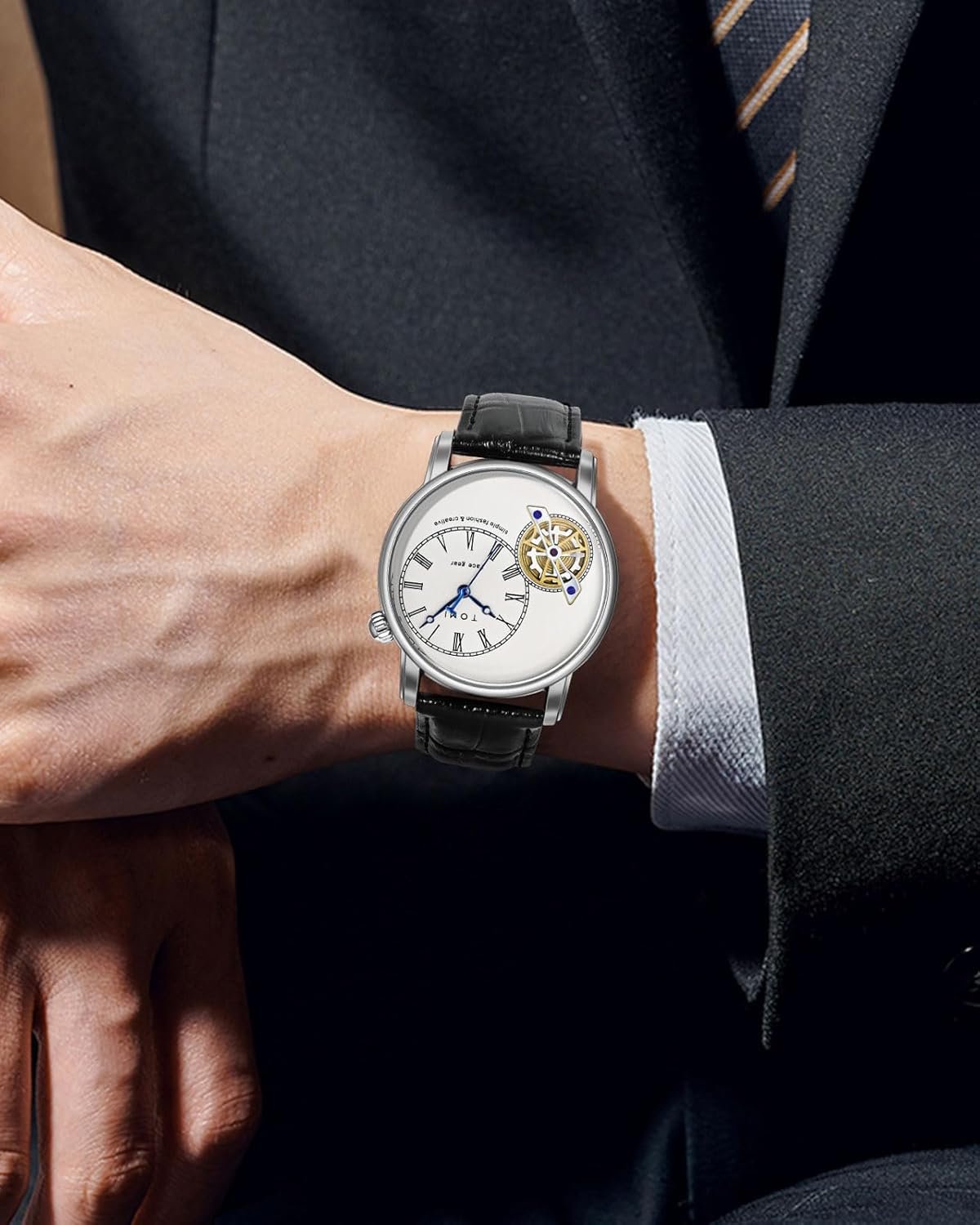 Men'S Watch Analog Leather Wrist Watch - Image 3