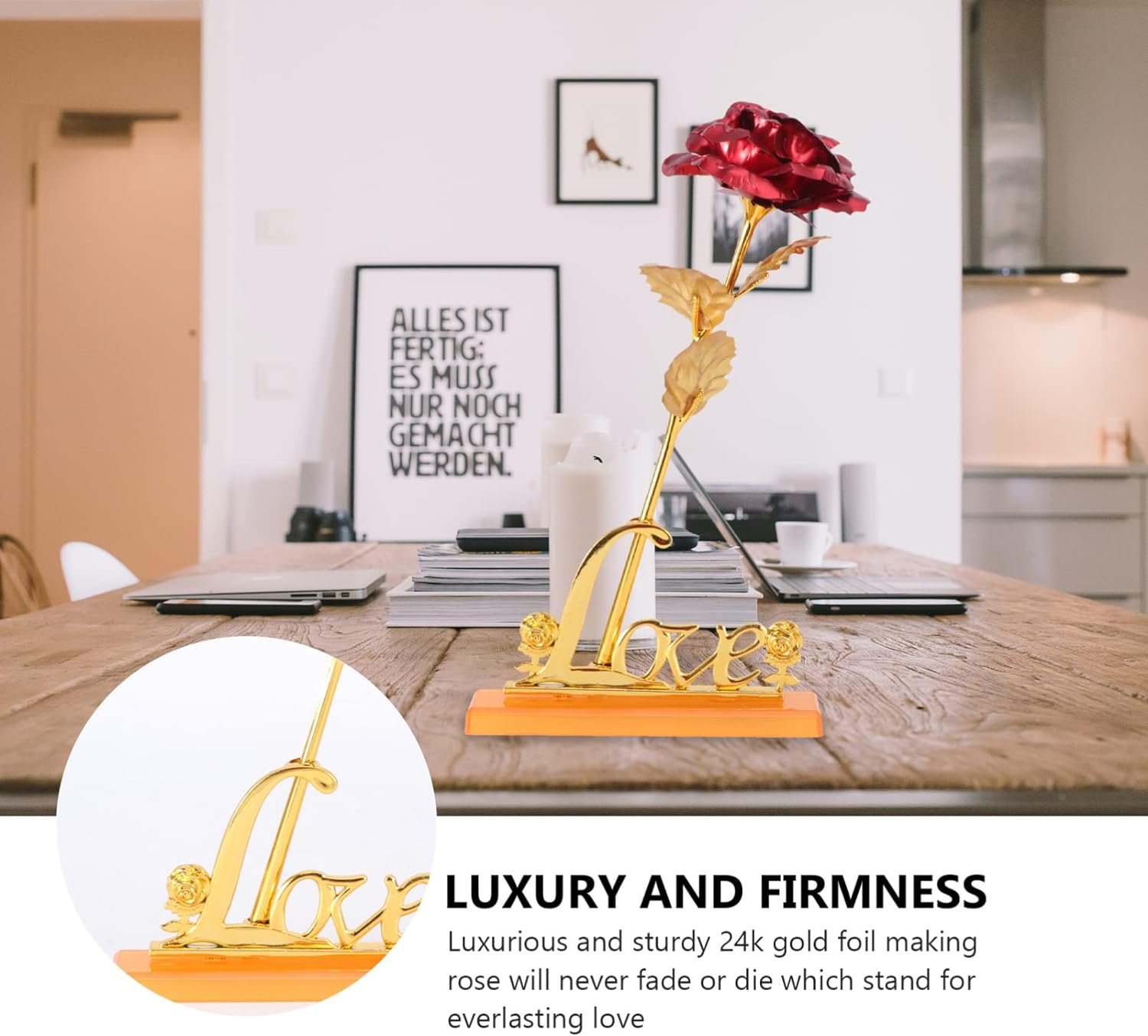 24K Gold Plated Rose (With Love Holder Box) Gift Ramazan Greeting... - Image 5