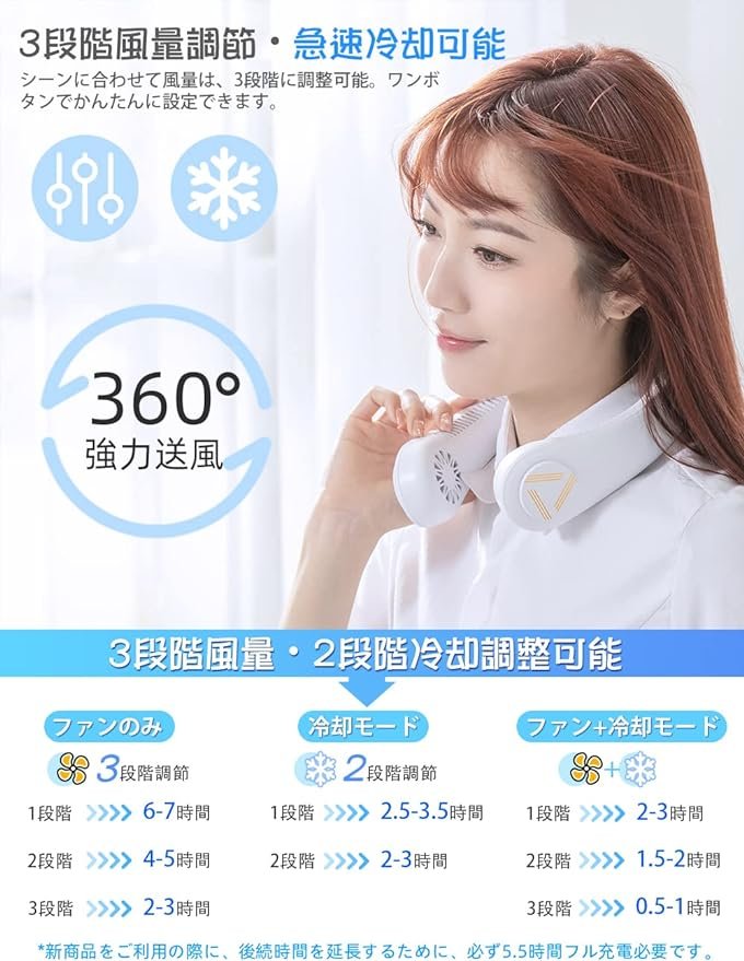 Neck Fan Personal Air Cooler 3 Speed Hand Free Neck Fan(Random Color ) - Image 2