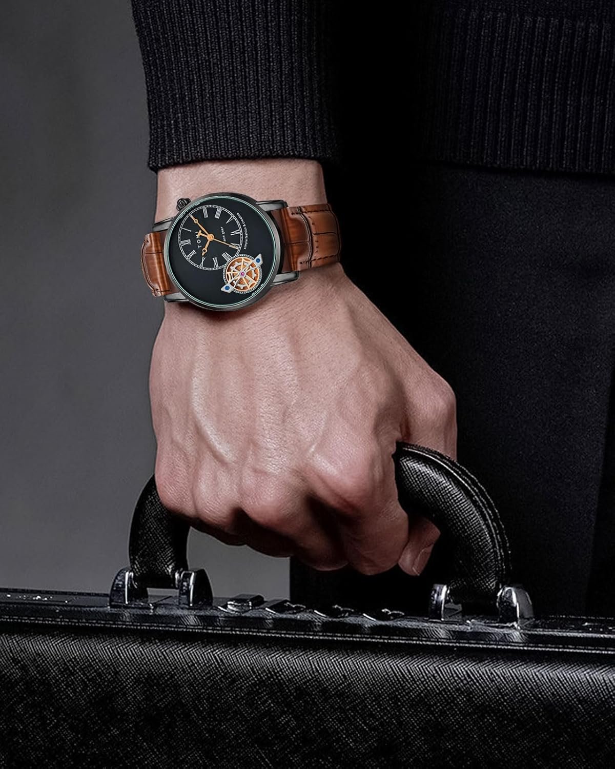 Men'S Watch Analog Leather Wrist Watch - Image 4