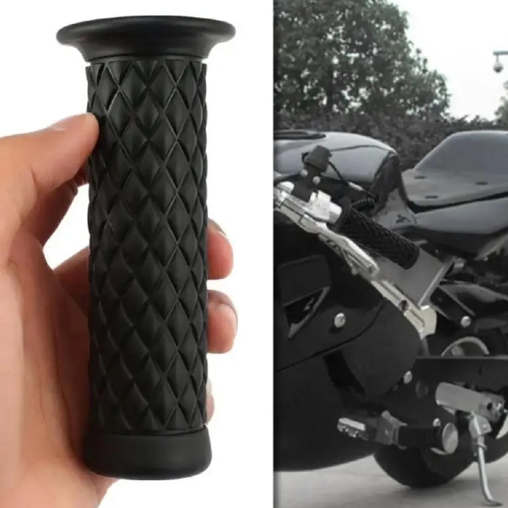 Cafe Racer Diamond Style Rubber Handlebar Grips with Bar Ends - Image 3
