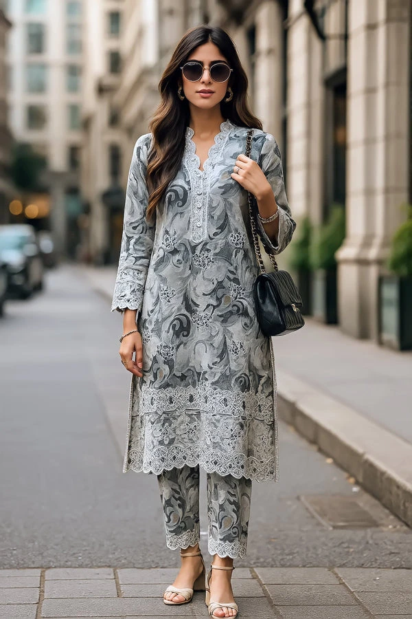 Aneela’s Luxury Embroidered Lawn 3 Piece Unstitched Suit