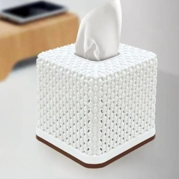 Rose Square Tissue Roll Box Plastic Decorative Tissue Holder for Home - Image 3