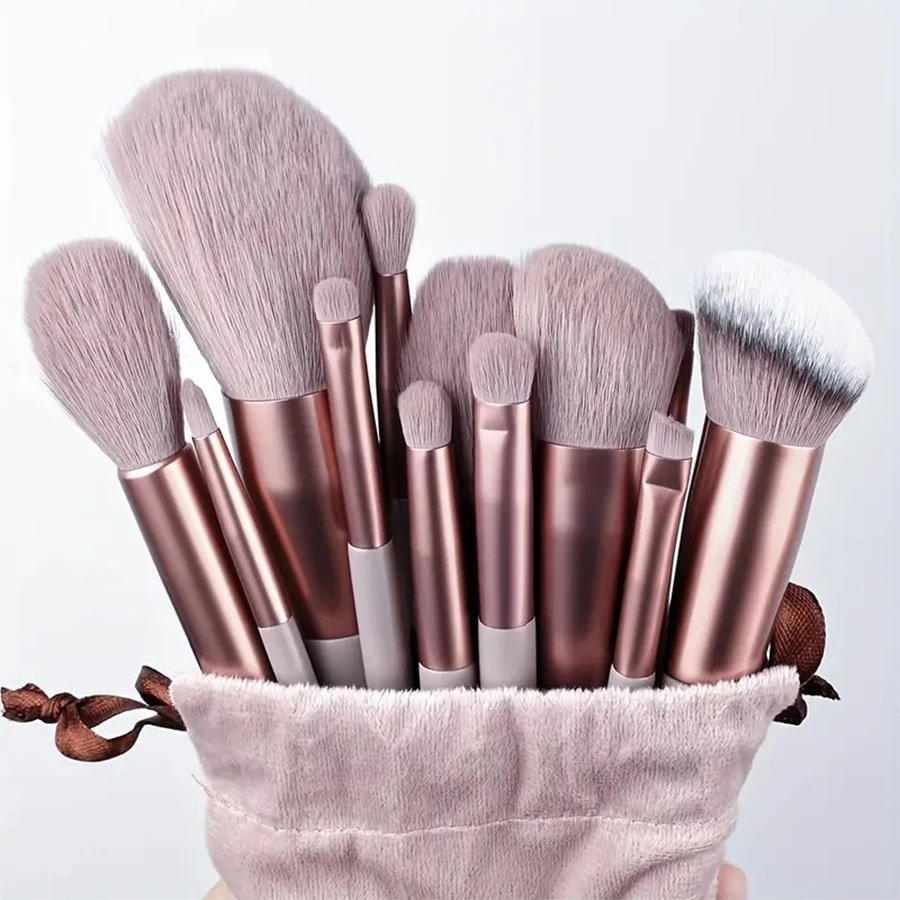 13 Piece Makeup Brush Set with Matching Storage Pouch Professional Soft - Image 3