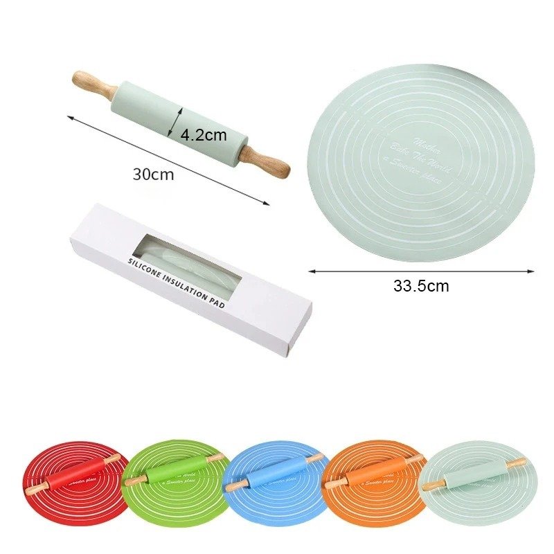 Silicone Dough Mat with Rolling Pin Set - Image 4