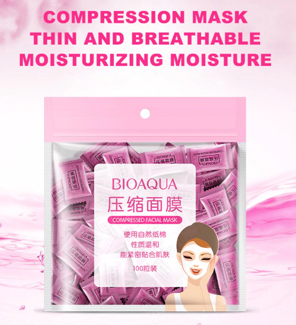 Pack Of 50 Bioaqua Compressed Facial Tablet Face Sheet - Image 5