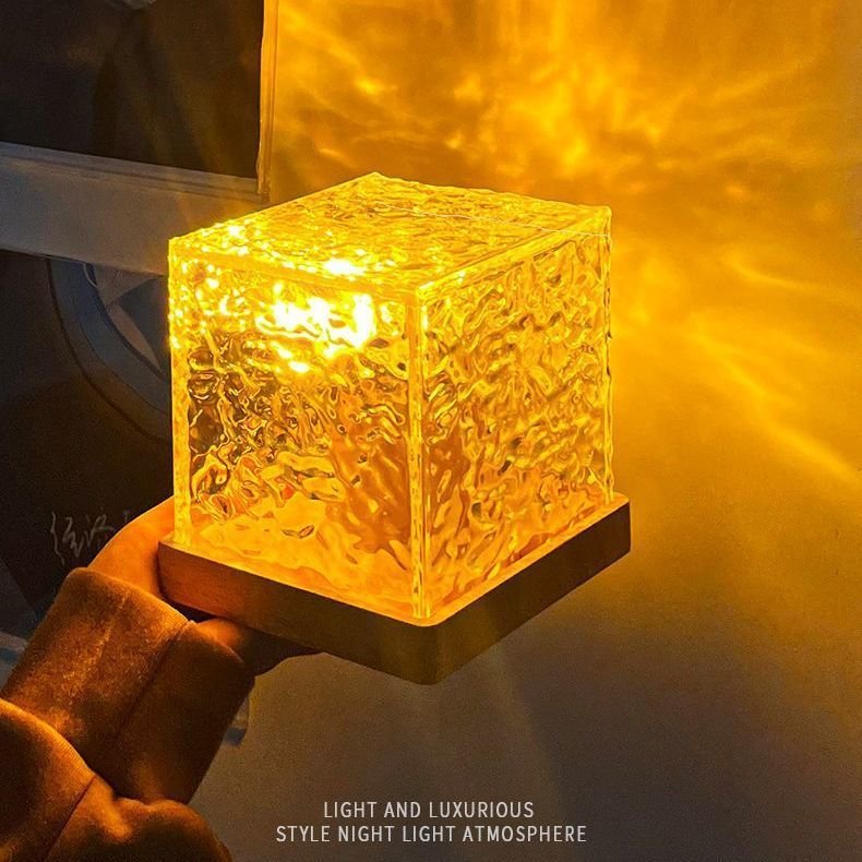 Dynamic Rotating Water Ripple Night Light 3 Colors Flame Crystal... - Image 3