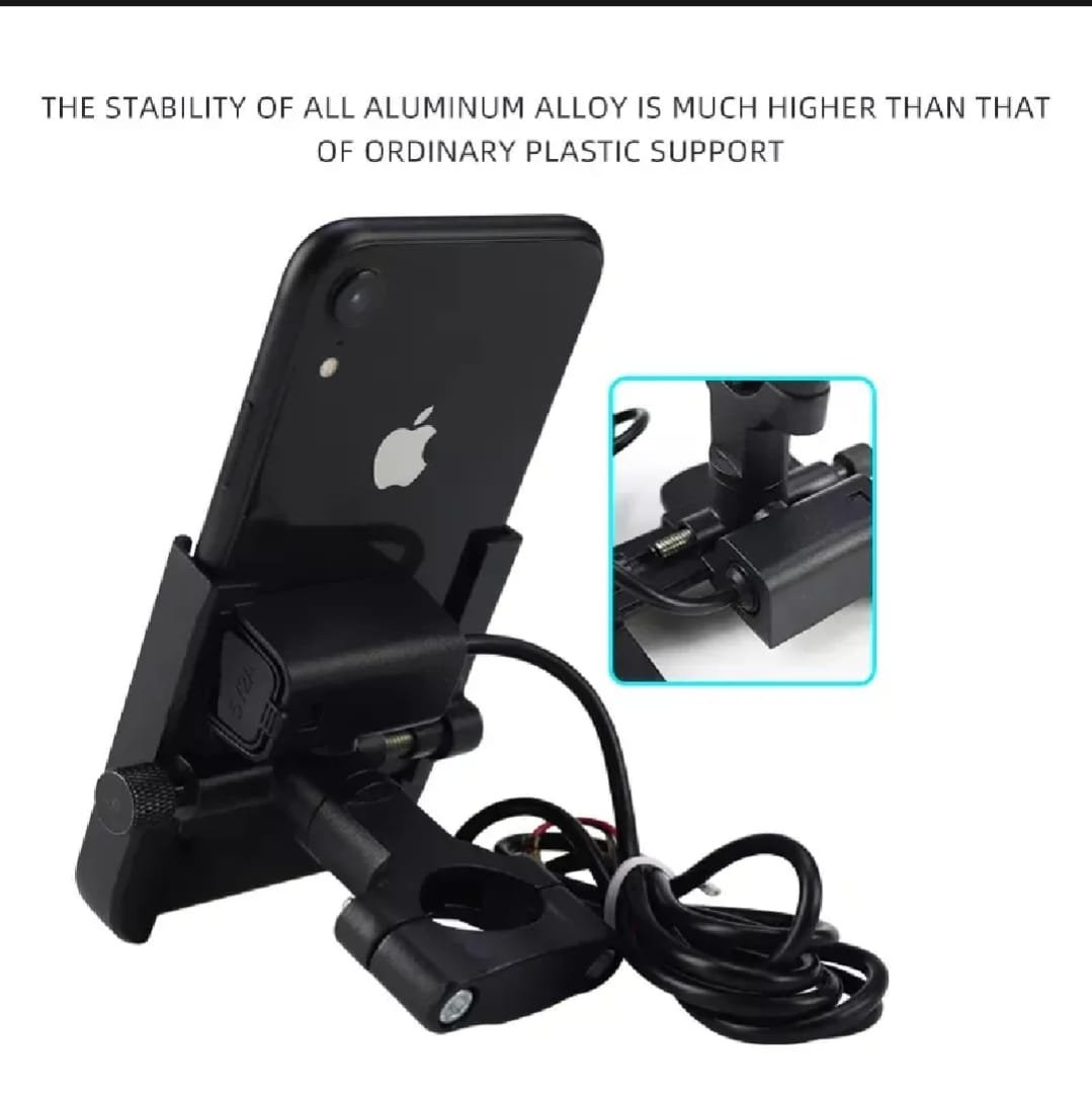 Motorcycle Mobile Holder with Charger Aluminium Body Durable and Convenient - Image 4