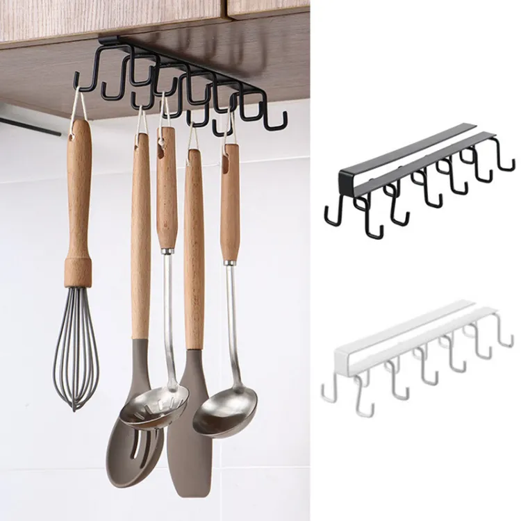 10 Hooks Mug Cups Wine Glasses Storage Hooks Kitchen Utensil Ties...