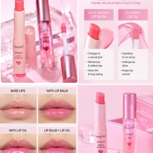 Crazy Girl 2 in 1 Color Changing Lip Balm & Lip Oil Set, Moisturizing