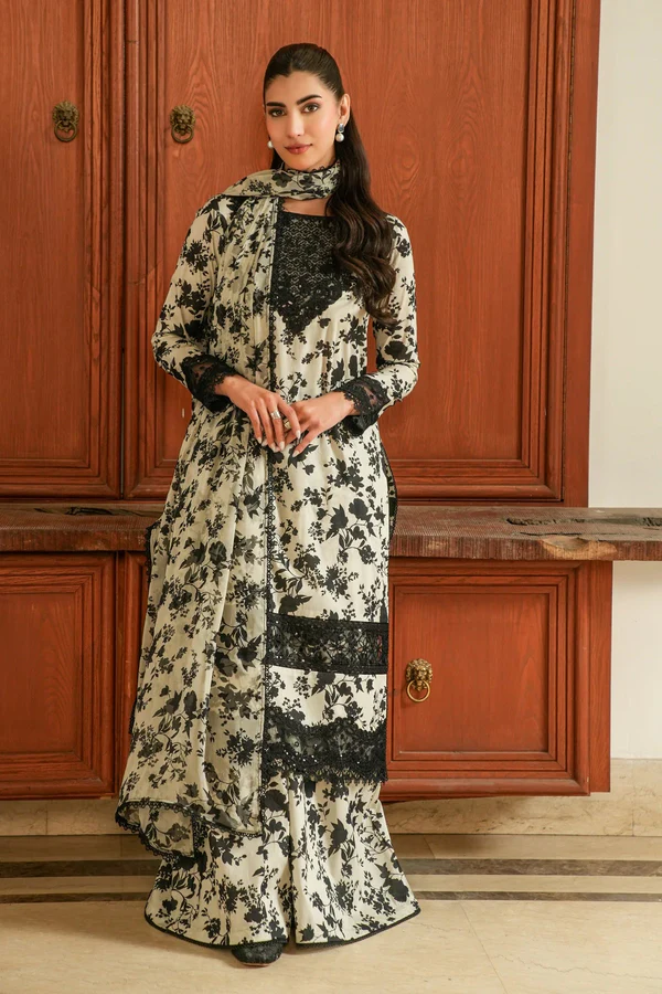 Digital Printed Lawn Dress with Chiffon Printed Dupatta (unstitched)
