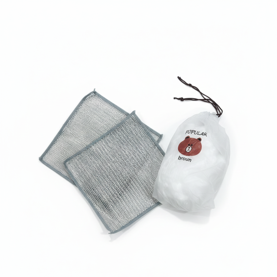 Combo Deal – 2 Pcs Metal Wire Cleaning Cloths with 1 Bear Design Food