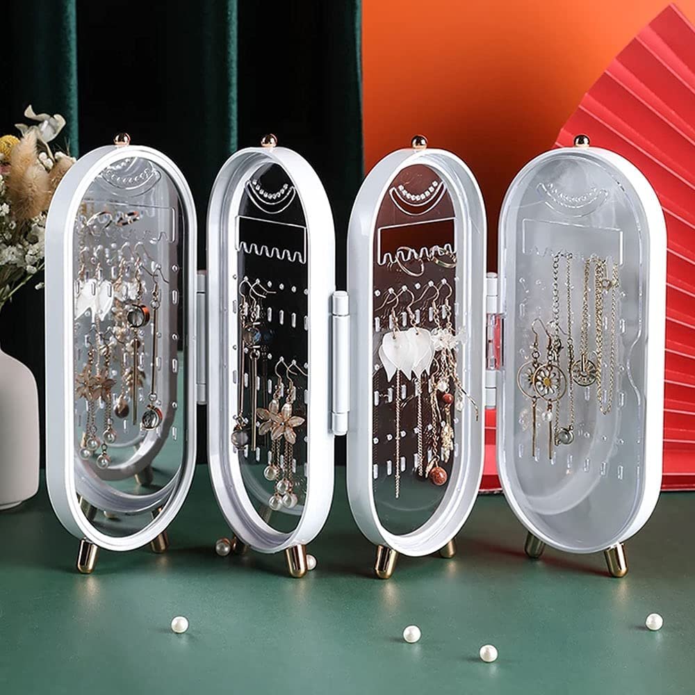 Jewellery Box Organiser With Mirror - Foldable Exquisite Dustproof... - Image 3