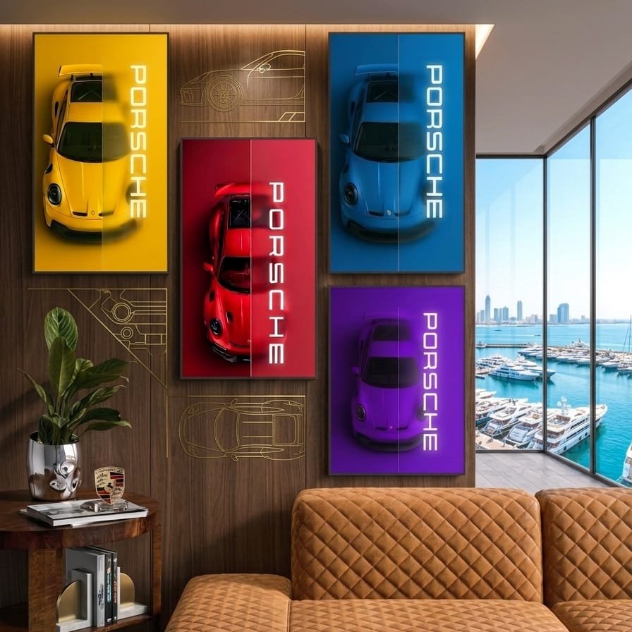 Set Of 4 Car Design Sticky Photo Tiles